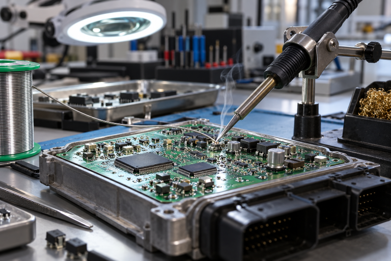 Electrónica digital y analógica automotriz - soldadura en placa